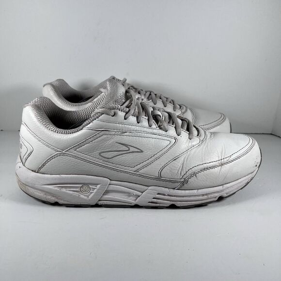 Brooks Other - Brooks Addiction Walker Lace Up Shoes Sneakers White Leather Men's 14 2E Wide